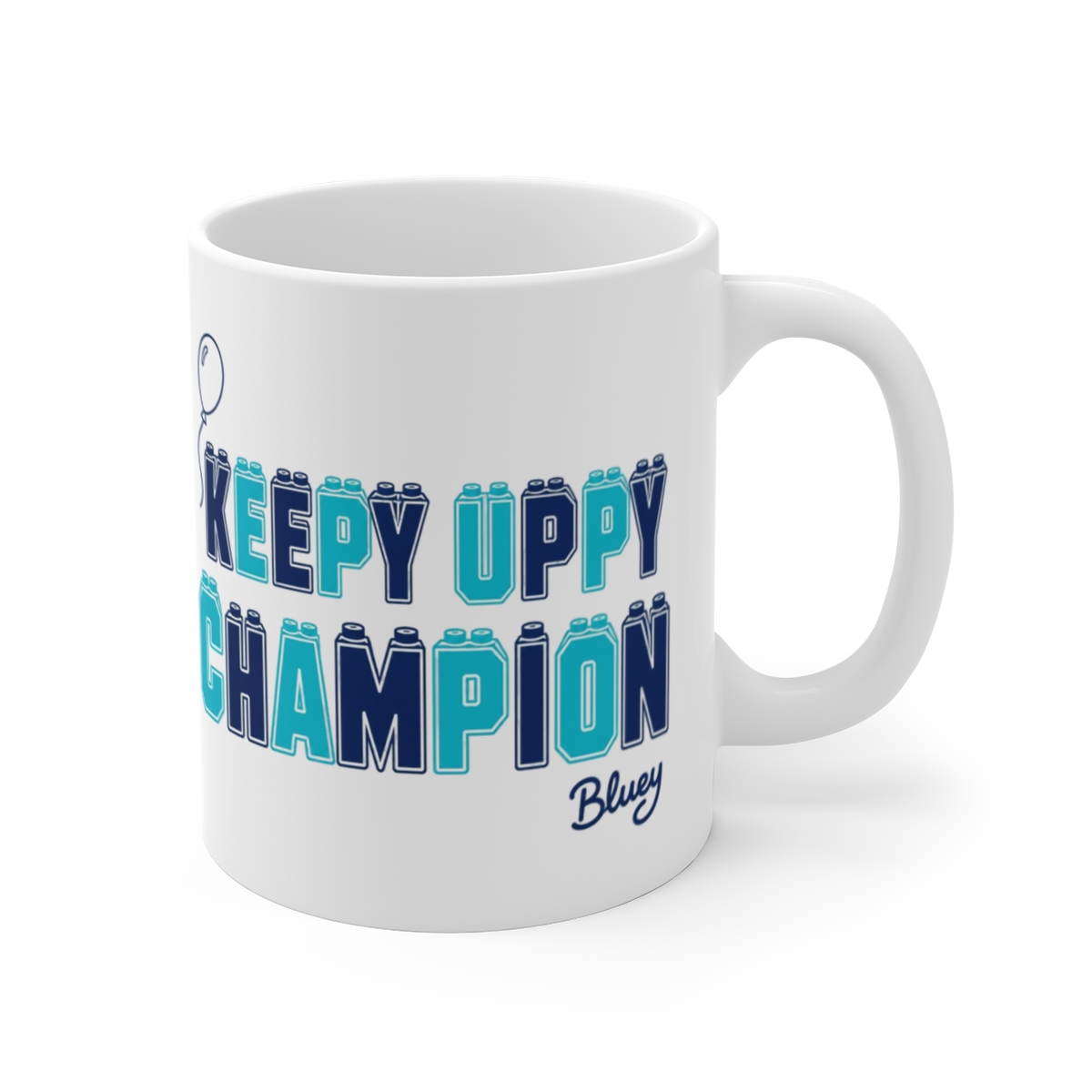 Bluey "Keepy Uppy Champion" White Mug - Official mugs merchandise
