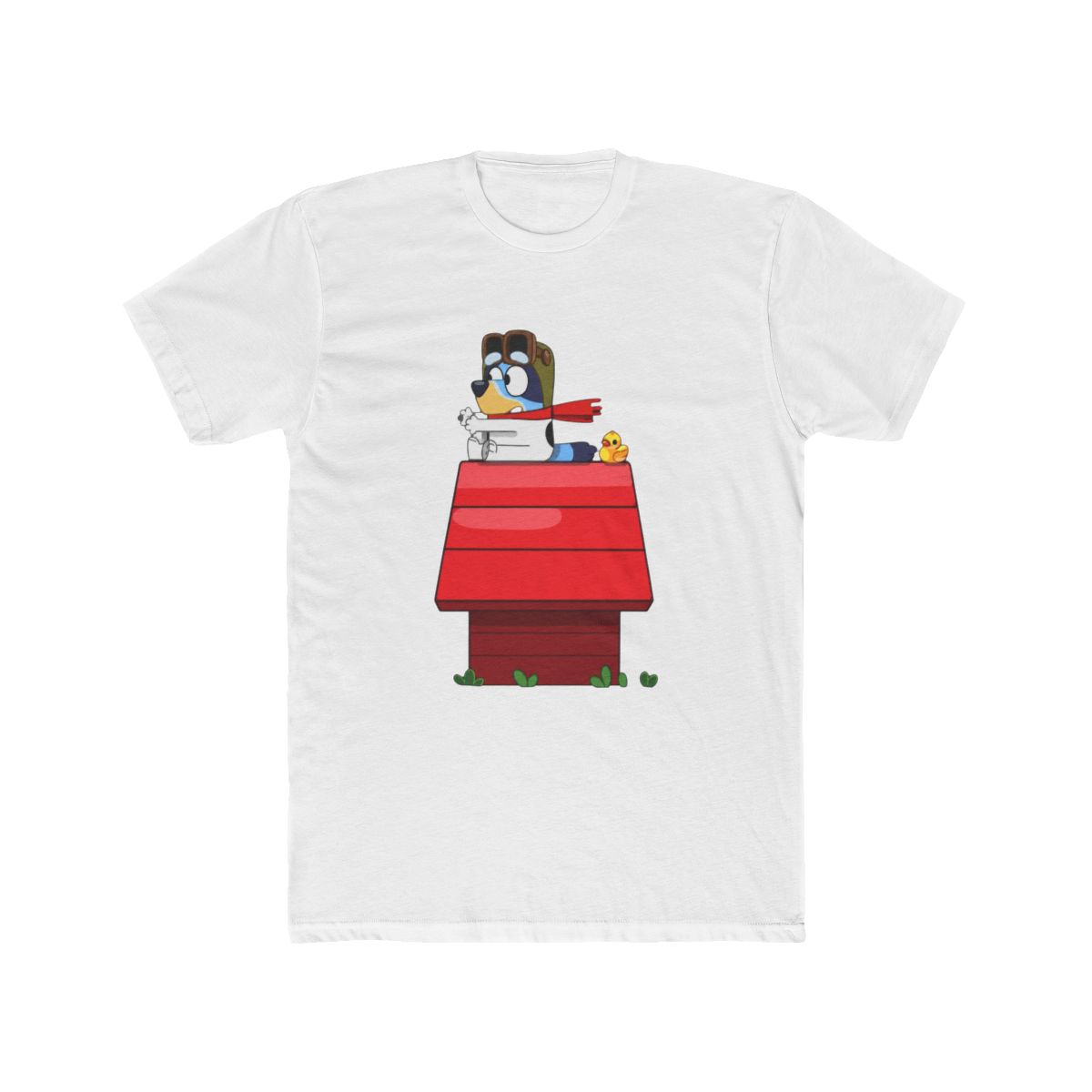 Bluey Flying Ace on Red Doghouse T Shirt