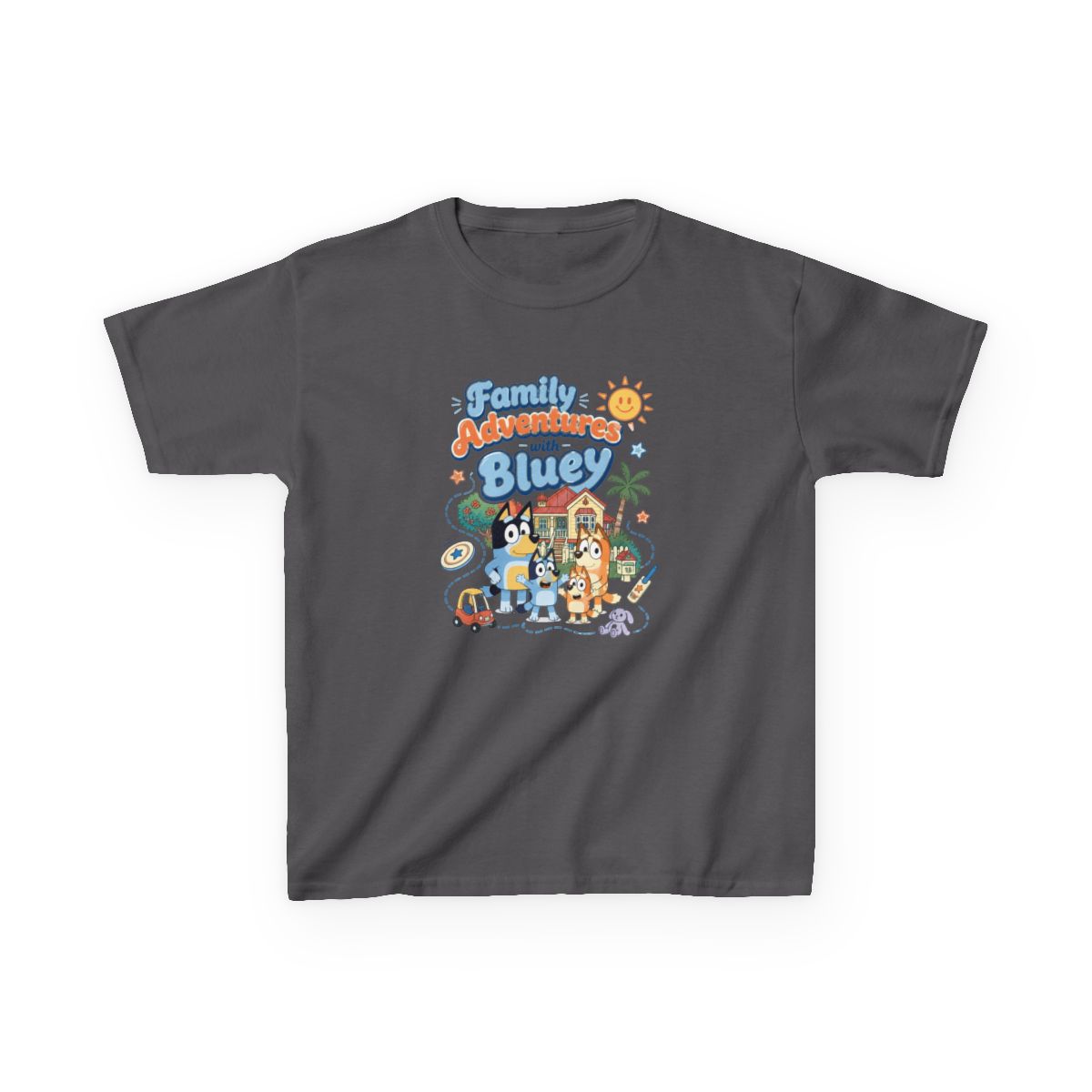 Bluey "Family Adventures with Bluey" Unisex Kids Tee - alternate angle 3, merchandise