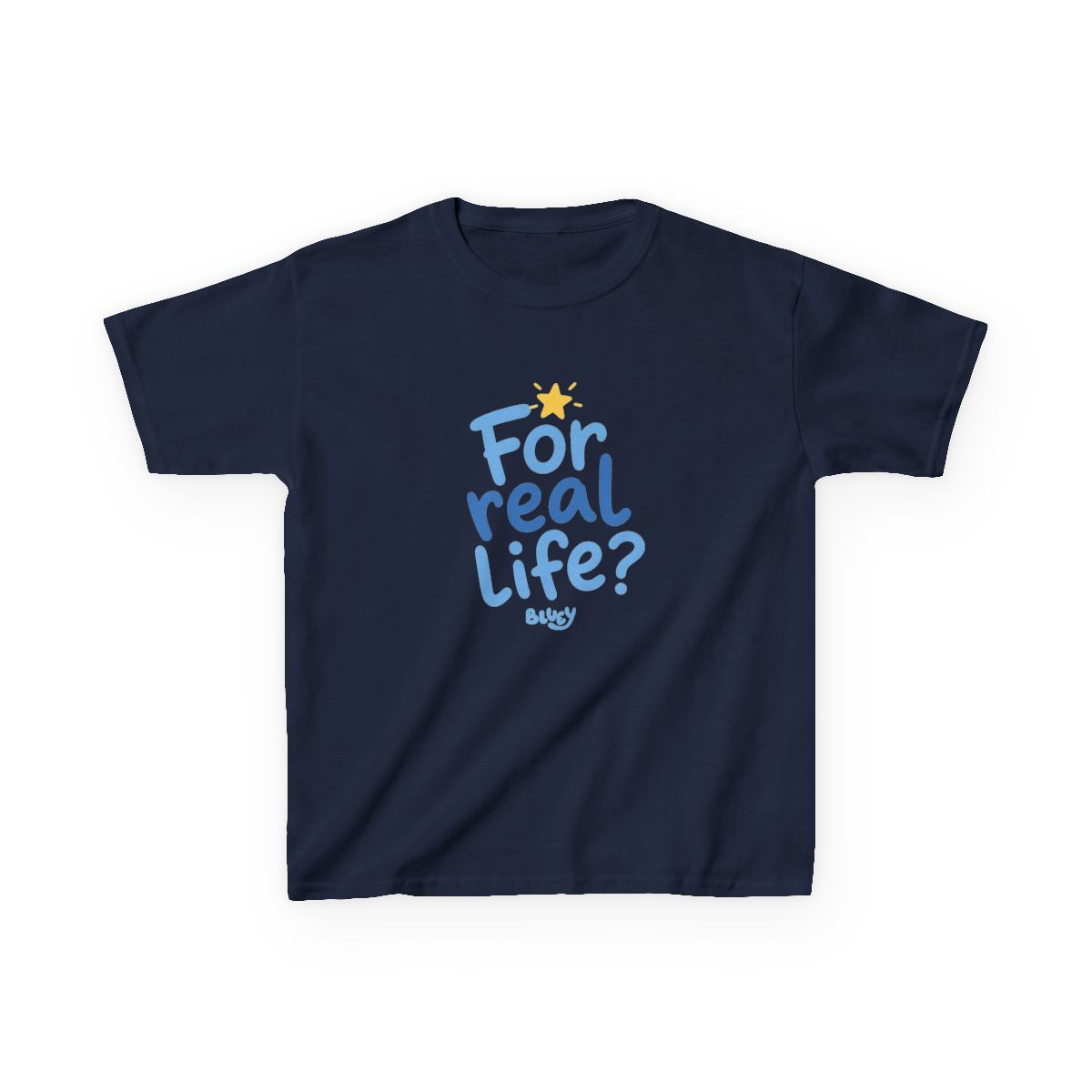 Bluey "For real life?" Unisex Kids Tee - alternate angle 3, merchandise