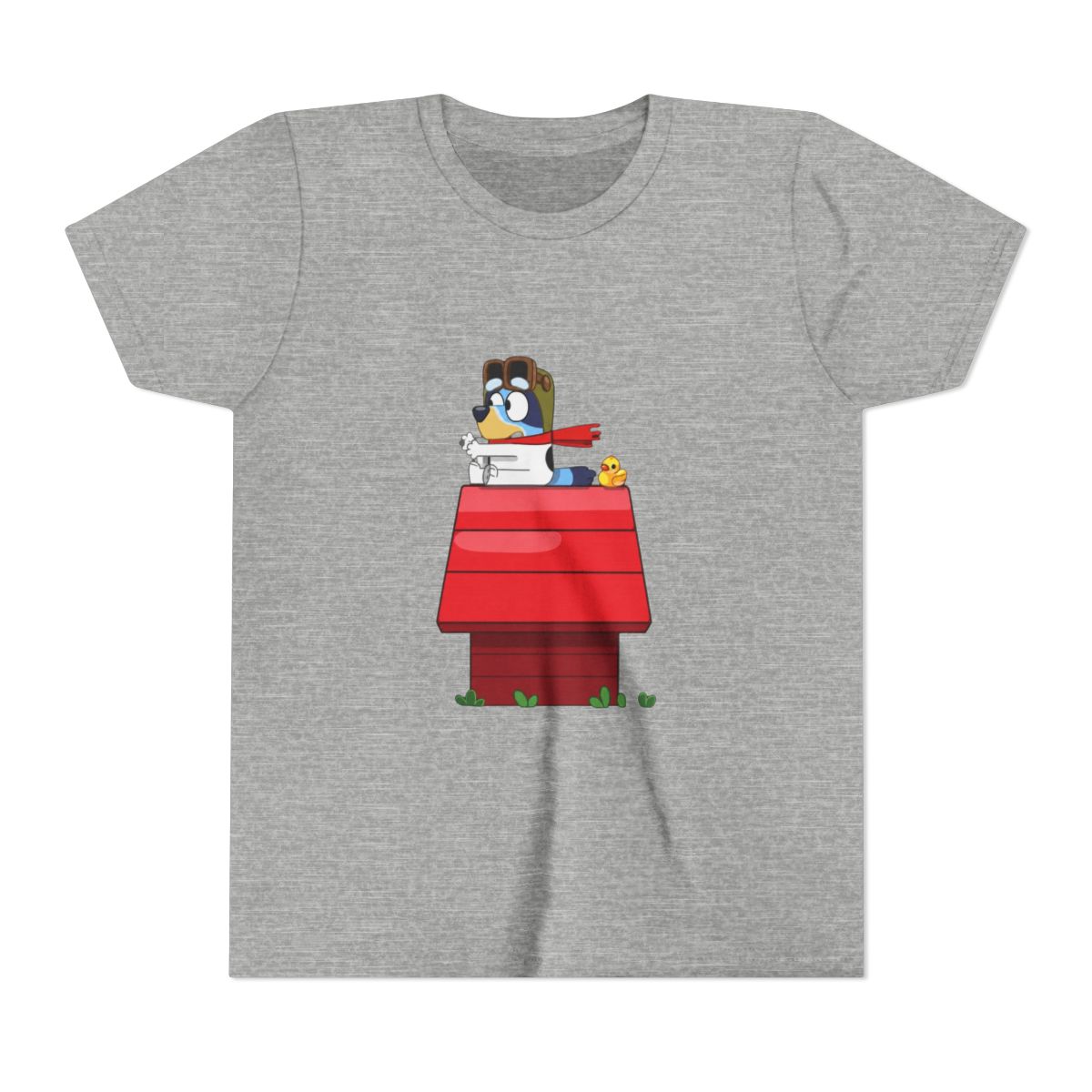 Bluey Flying Ace on Red Doghouse Kids T Shirt - alternate angle 5, merchandise