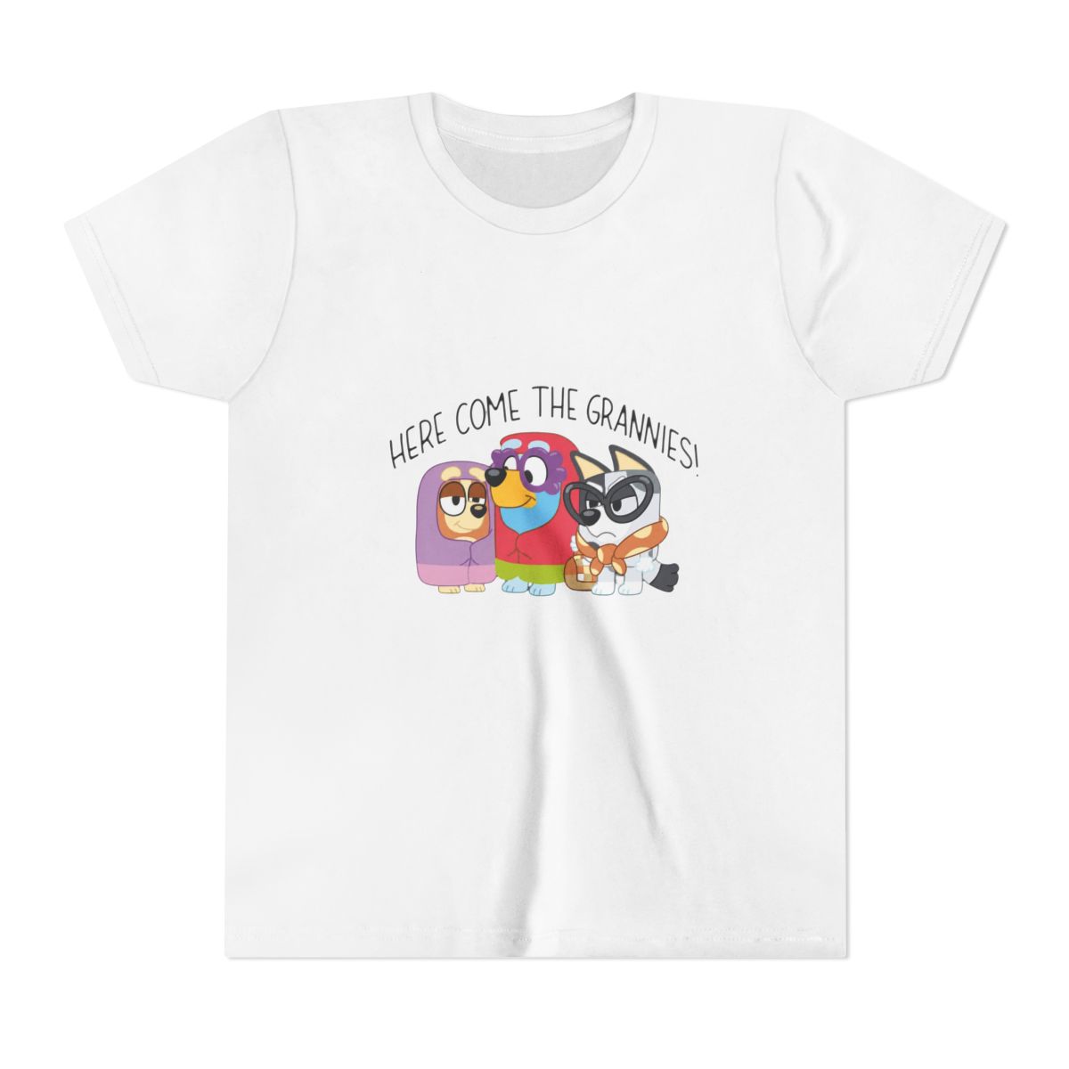 Bluey Here Come The Grannies Funny Scene Kids T Shirt