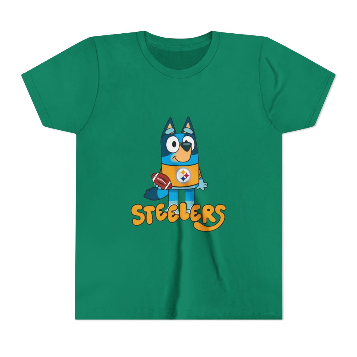 Bluey Steeler Football Kids T Shirt - alternate angle 2, merchandise
