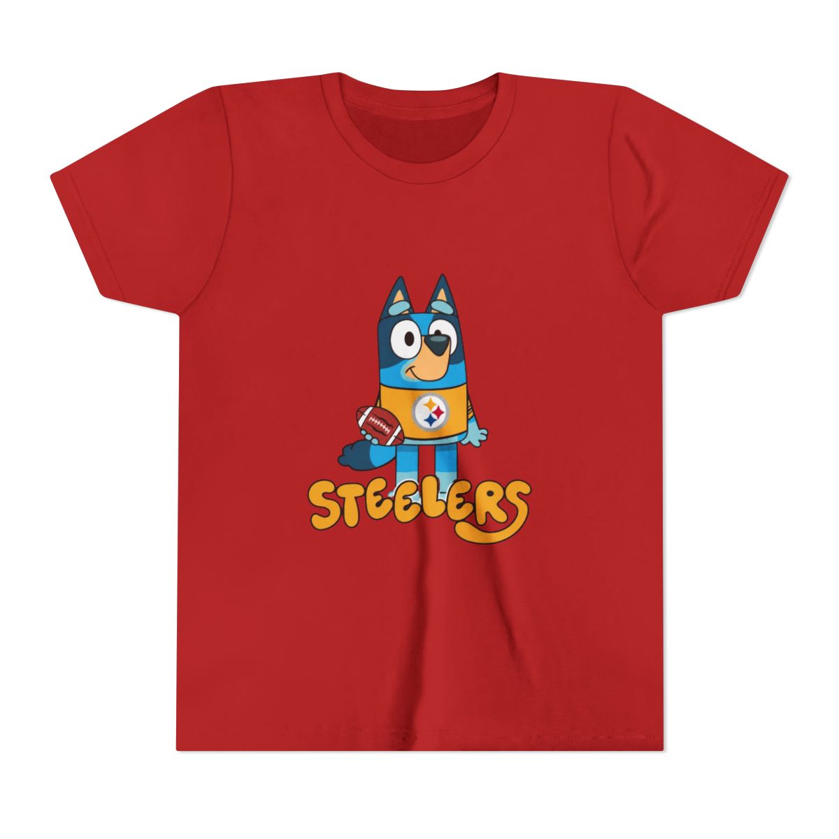 Bluey Steeler Football Kids T Shirt - alternate angle 5, merchandise