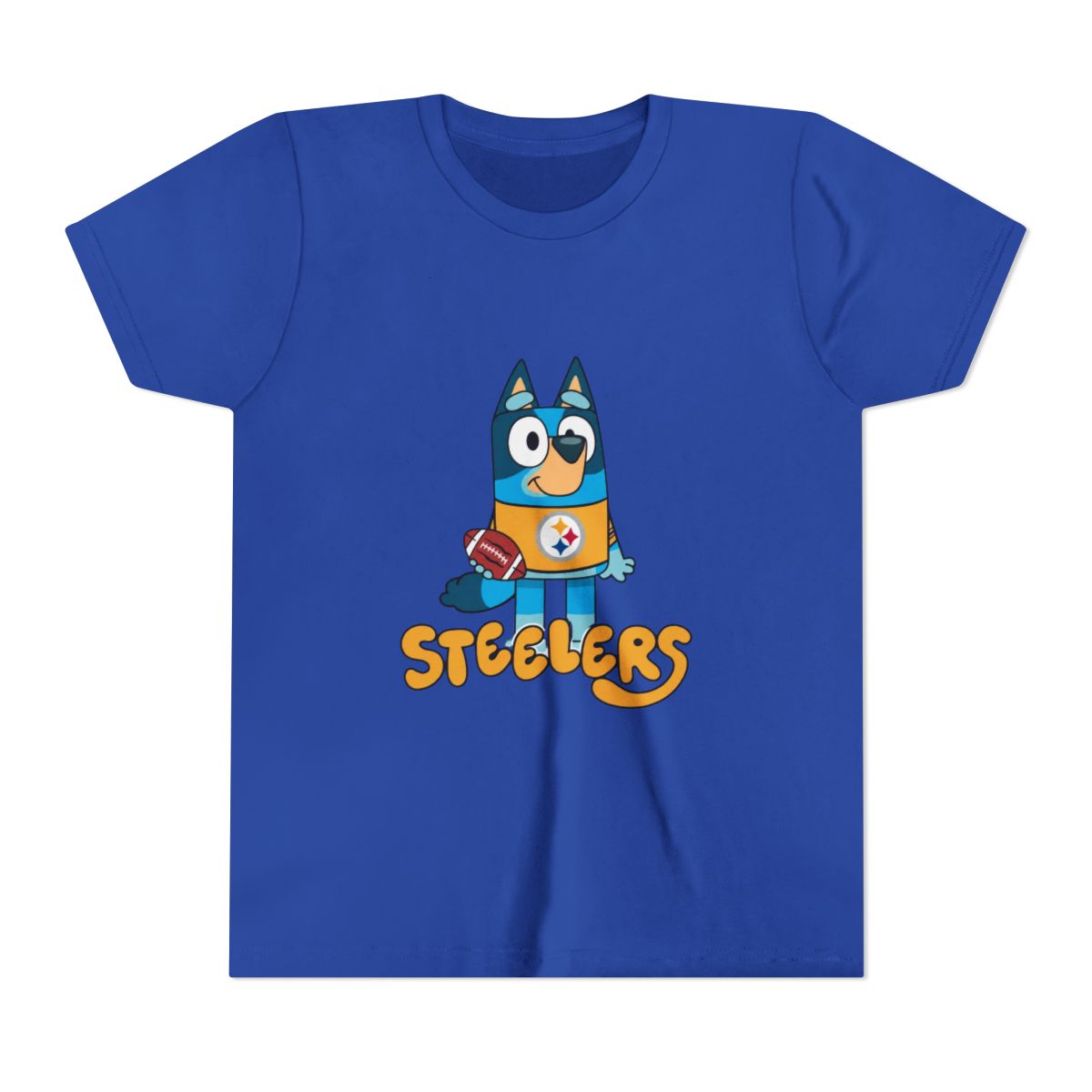 Bluey Steeler Football Kids T Shirt - alternate angle 3, merchandise