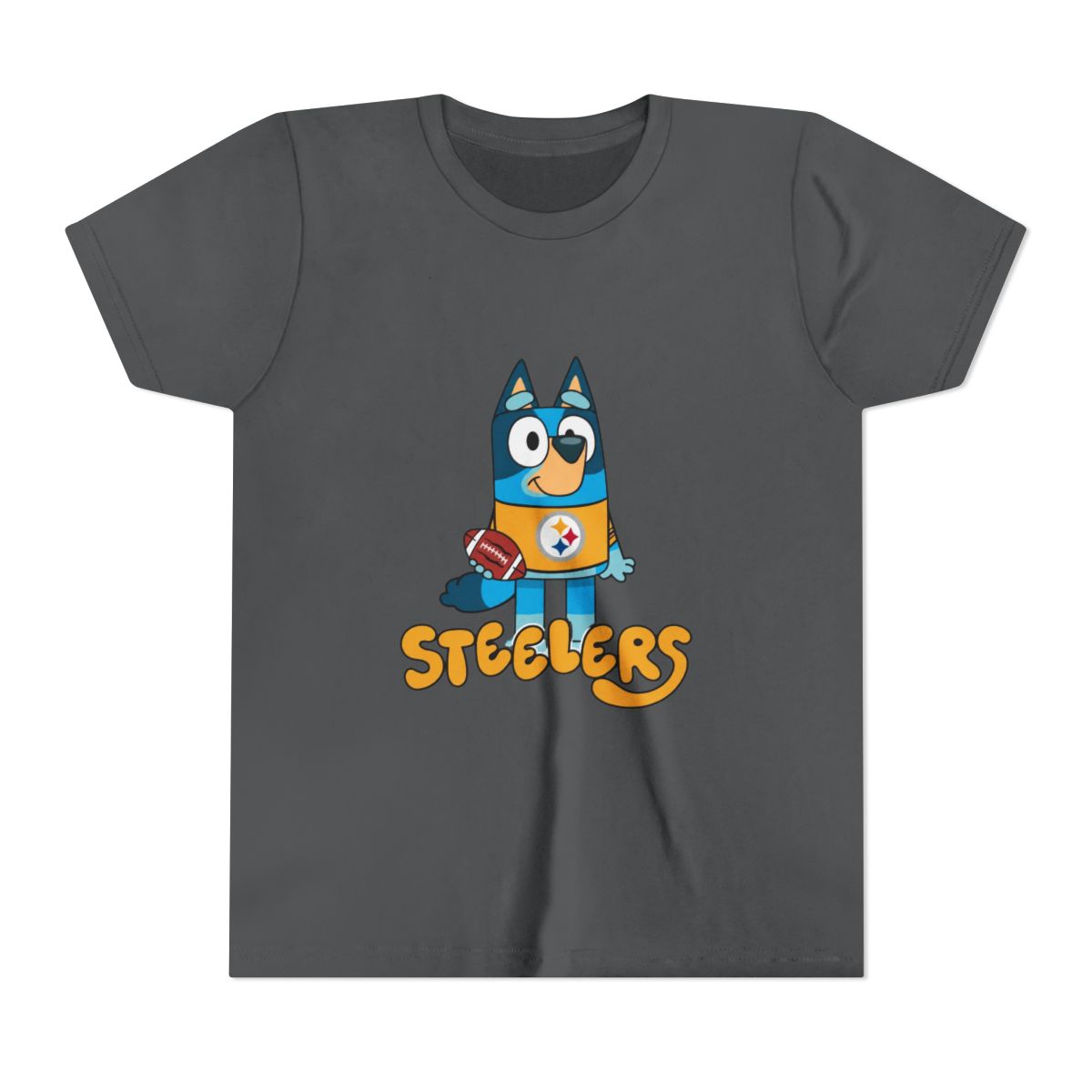 Bluey Steeler Football Kids T Shirt - alternate angle 4, merchandise