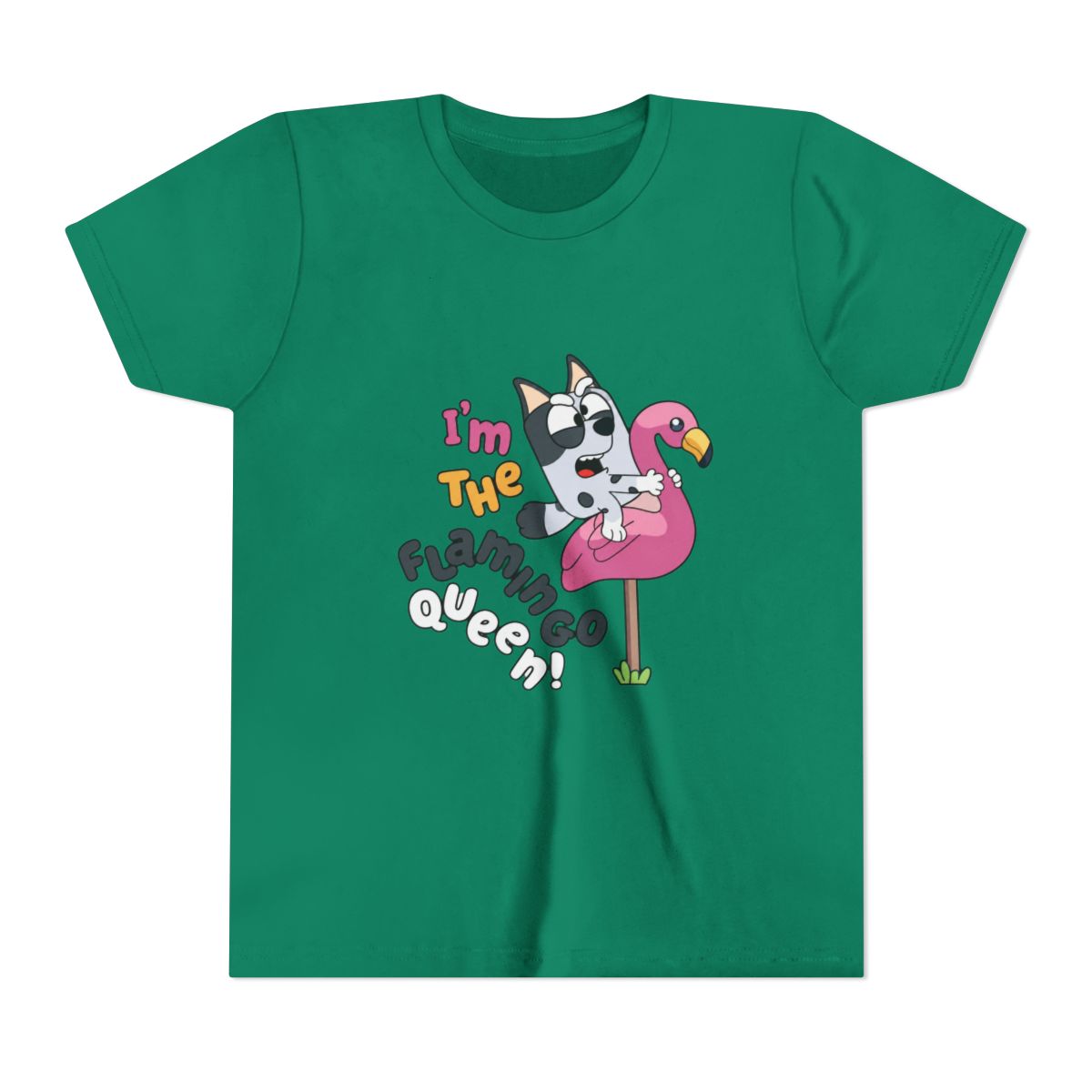 I'm The Flamingo Queen Funny Bluey Kids T Shirt - alternate angle 4, merchandise