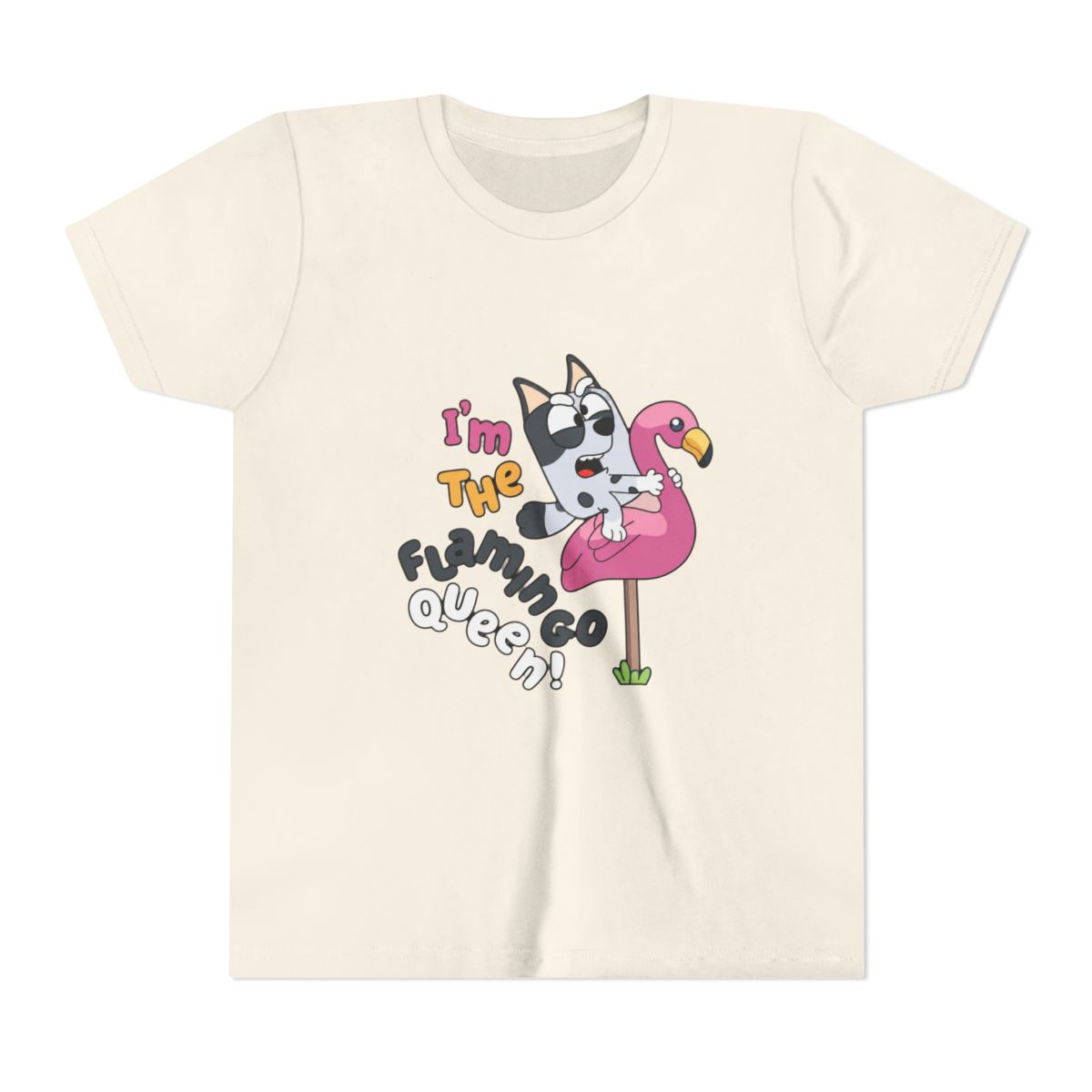 I'm The Flamingo Queen Funny Bluey Kids T Shirt - alternate angle 3, merchandise