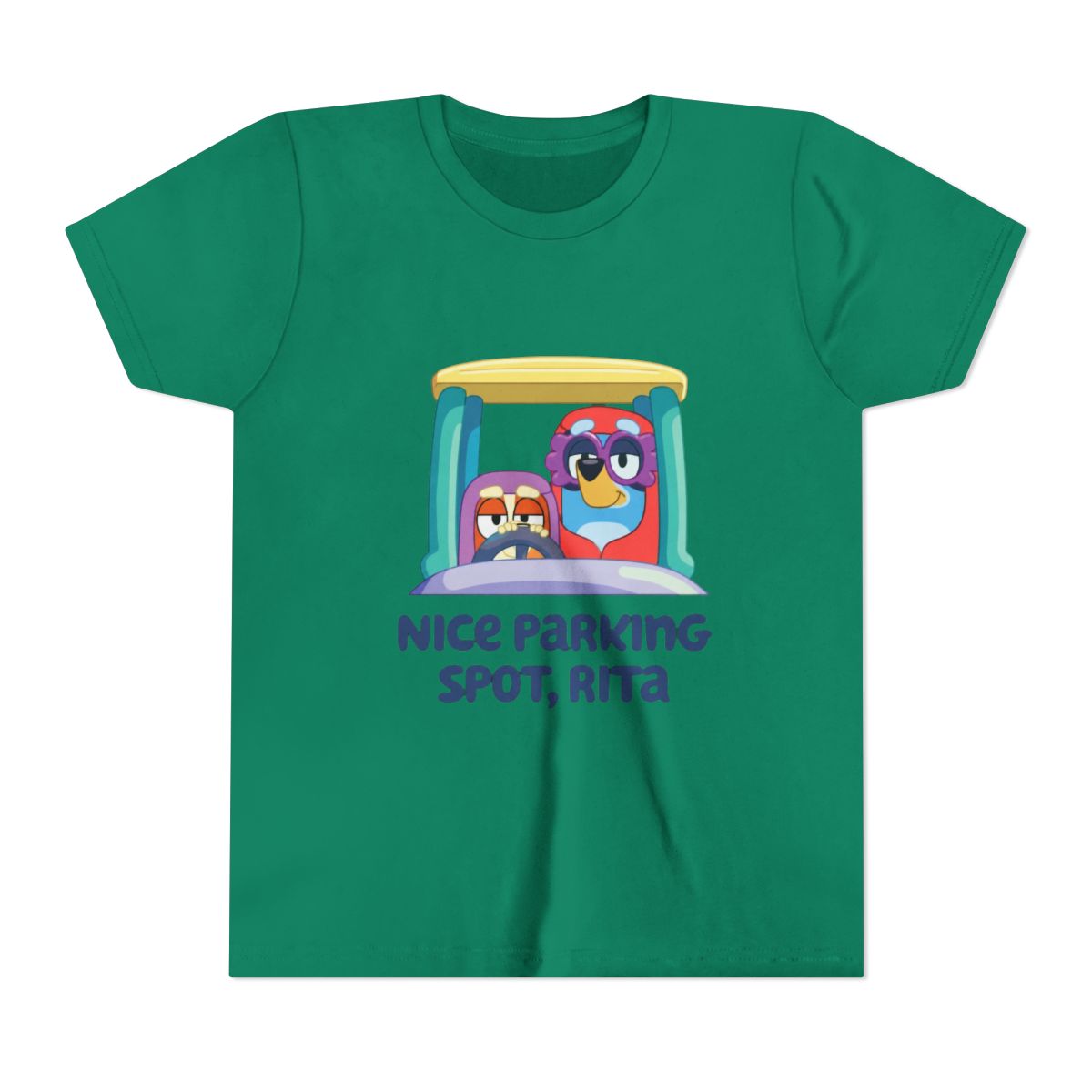 Vintage Cartoon Bluey Grannies Janet and Rita Kids T Shirt - alternate angle 2, merchandise