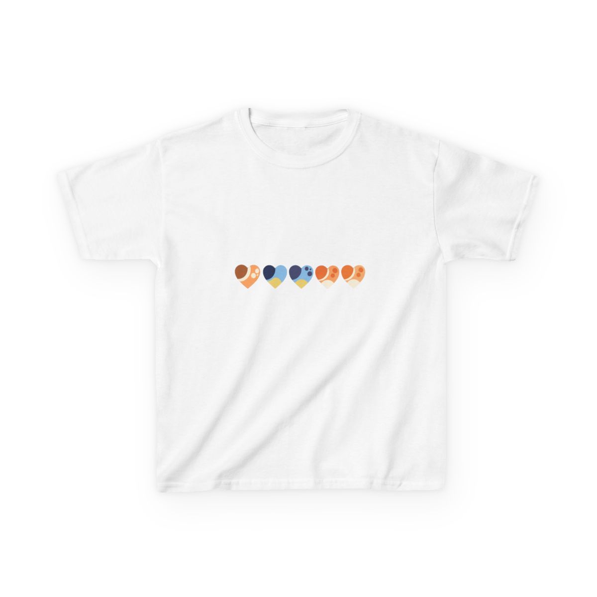 Heeler Family Love Hearts | Bluey-Inspired Color Palette Hearts Kids T-Shirt - Official t-shirts merchandise